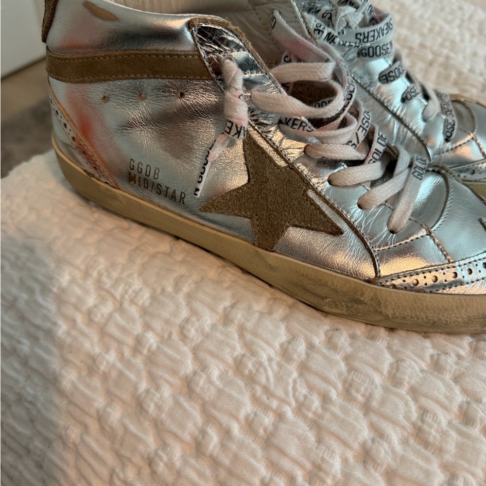 Golden Goose Silver and Gold Midstar Sneakers